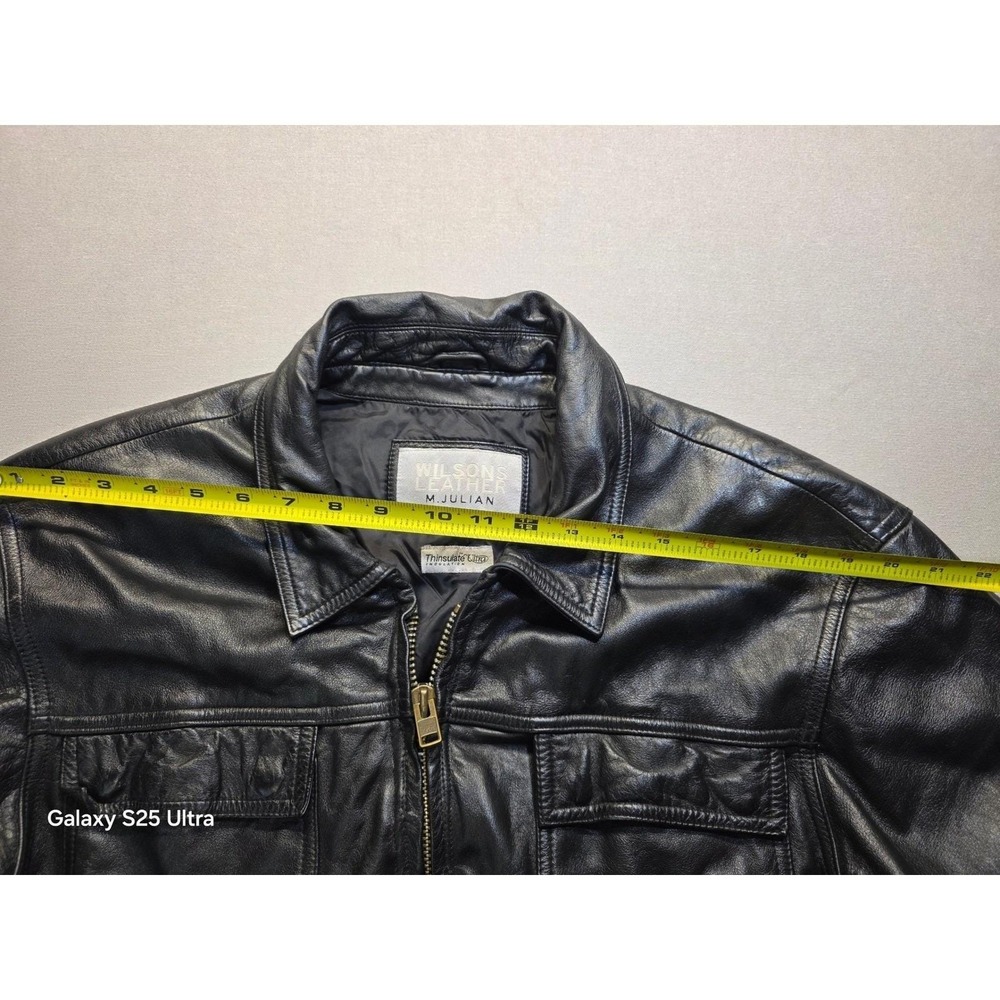M Julian x Wilsons Leather Men Leather Trench Coat Black Vintage Y2K Gorpcore - Picture 15 of 16